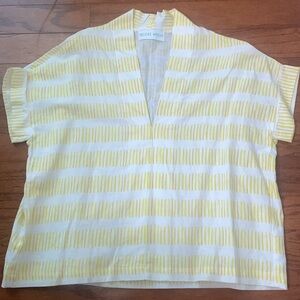 BROOKE WRIGHT DESIGNS YELLOW TICKING KIMONO TOP